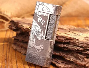 WDMART- TC4 Titanium Mechanical Trench Lighter • Retro Soft Flame Oil Lighter • Cool Open Flame Kerosene Lighters one Click lid Opening • Model：Flame Spirit (PL)
