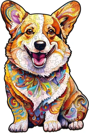 Wooden Puzzles for Adults - Advanced Clever Corgi Wood Puzzle Adult Unique Shape Wooden Jigsaw Puzzles for Adults, Wood Puzzles Adult, Corgi Gifts for Corgi Lovers, Family Puzzle 8.4 x 5.6in 90pcs